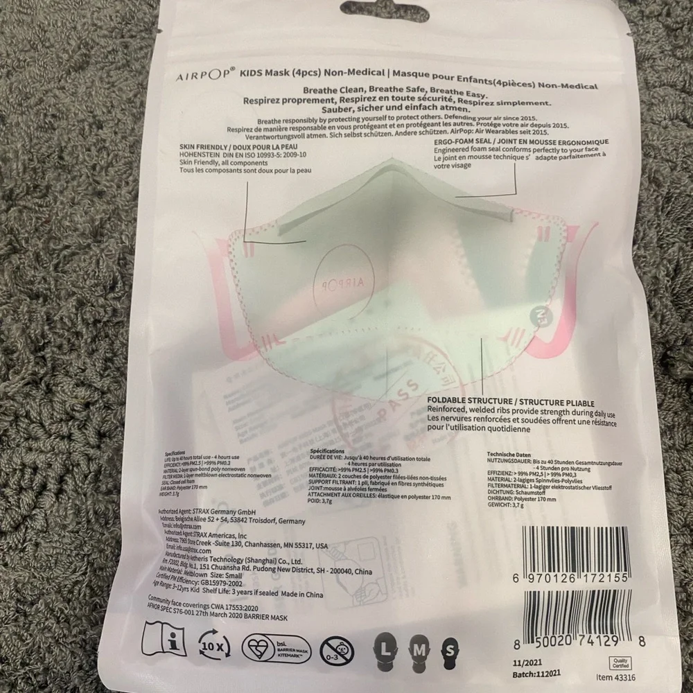 Set of 4 Kids KN95 Pink Face Mask - 4 Pack